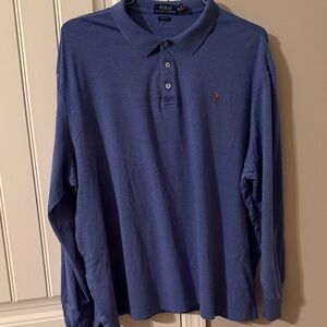 Polo by Ralph Lauren Men's Long Sleeve Polo - Blue with Red Pony